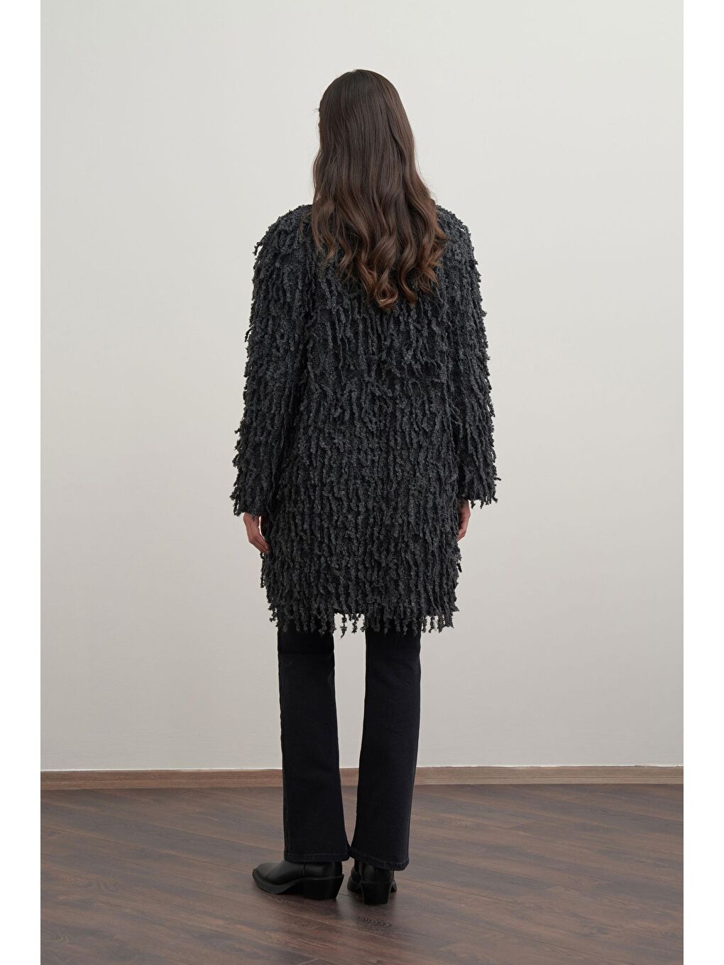 Antrasit Antrasİt-Kırpık Triko Hırka-3