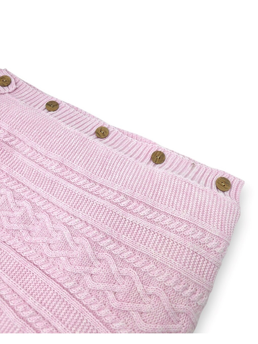 Pembe Natural İçi Welsoftlu Triko Bebek Kundak,kapüşonlu, Düğmeli Nefes Alan Kışlık Bebek Kundağı-3