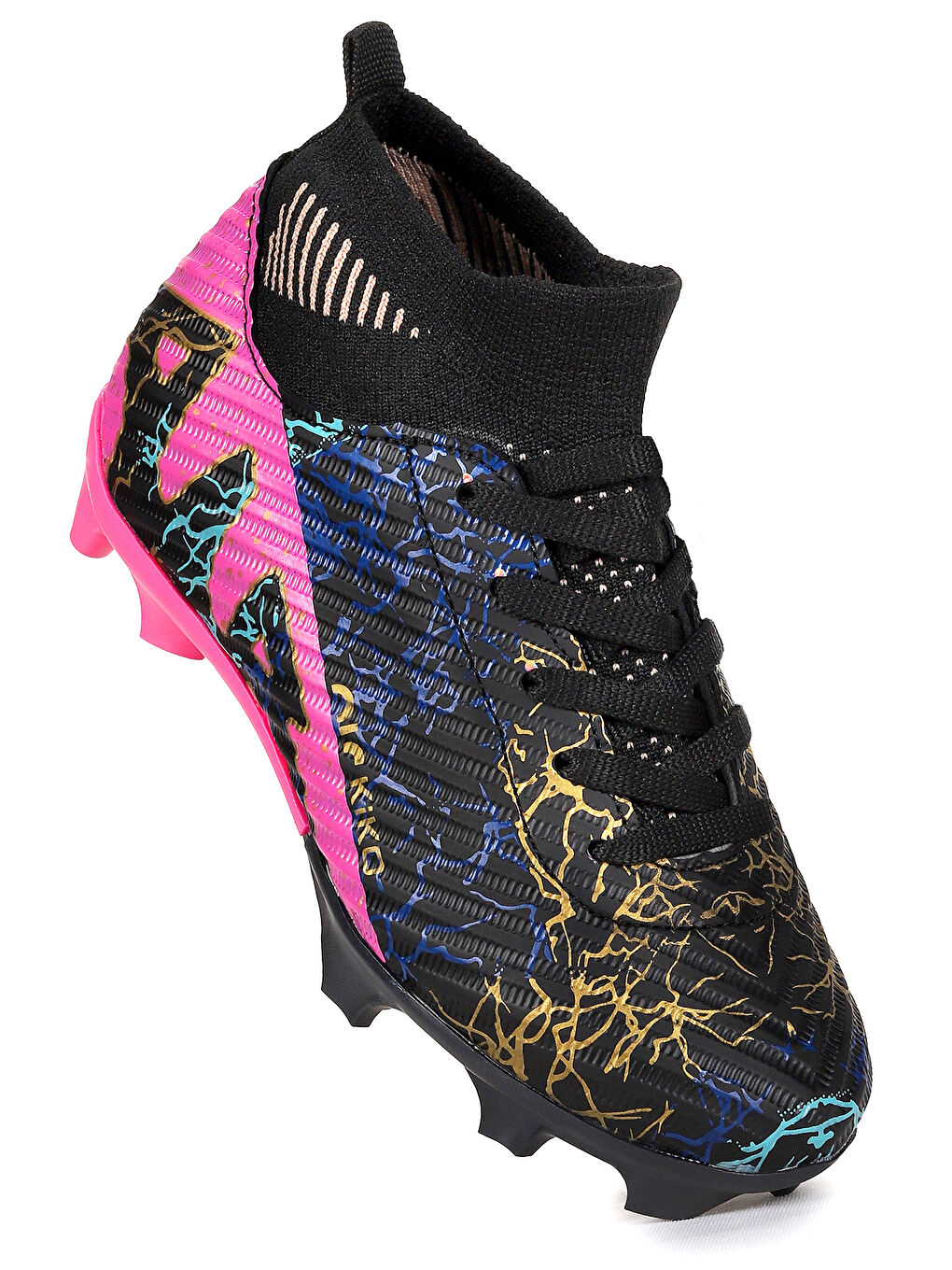 Siyah Roger Boğazlı Krampon Çim Saha Erkek Çocuk Futbol Ayakkabı