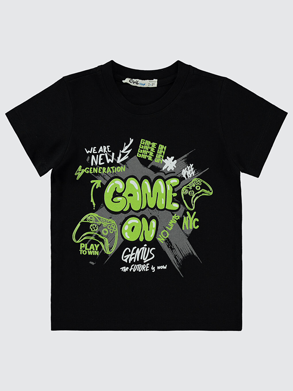 Boys Erkek Çocuk Tişört 2-5 Yaş Siyah