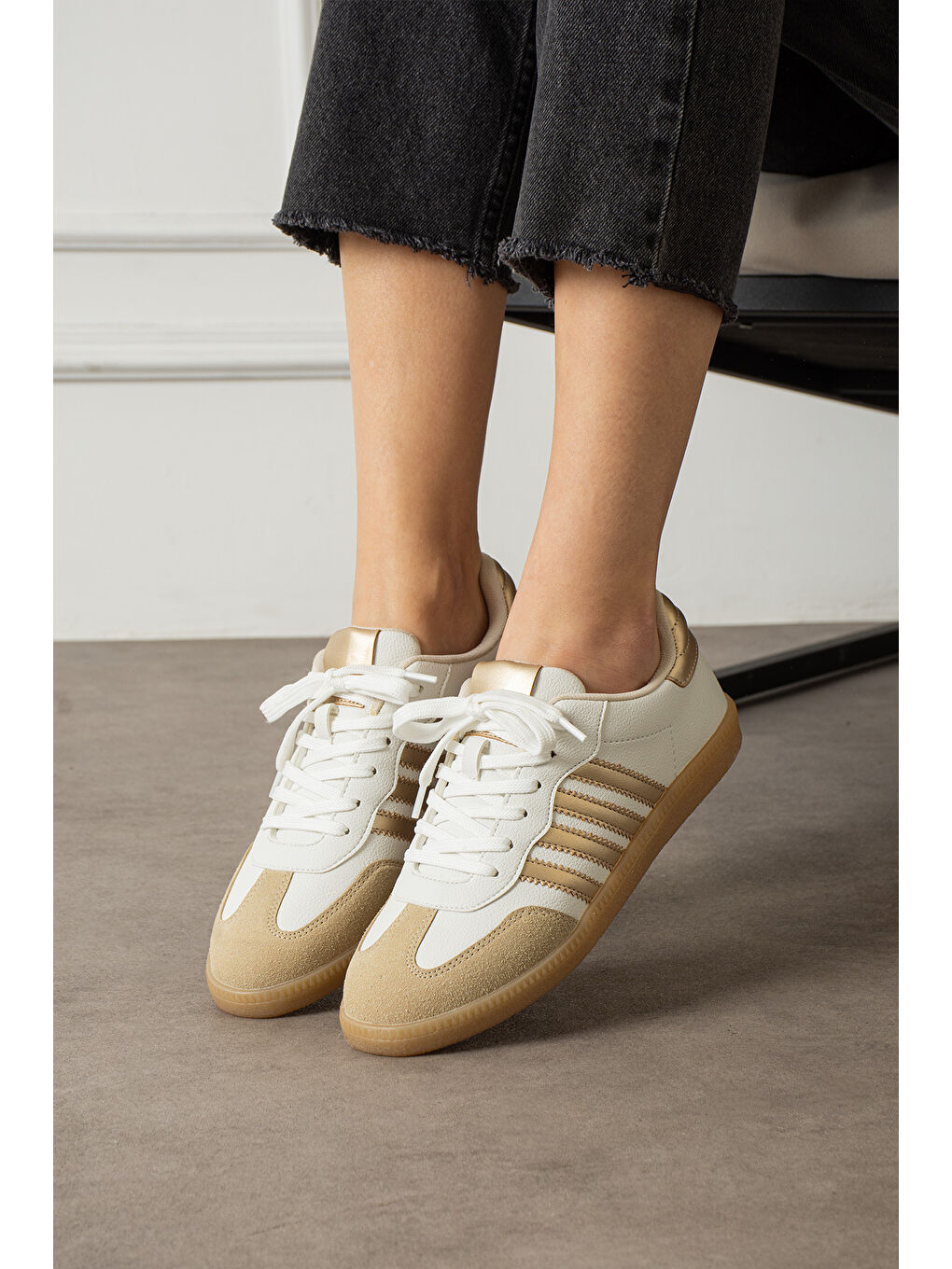 Bej Kahverengi Kadın Günlük Sneaker Ayakkabı-1