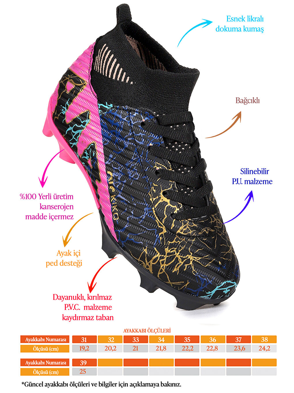 Siyah Roger Boğazlı Krampon Çim Saha Erkek Çocuk Futbol Ayakkabı-1