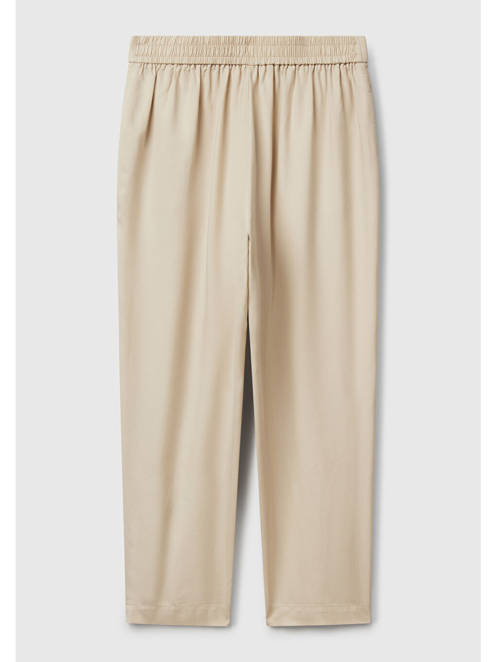 Bej Kadın Taş Rengi %100 Liyosel Beli Lastikli Balon Fit Pantolon-3