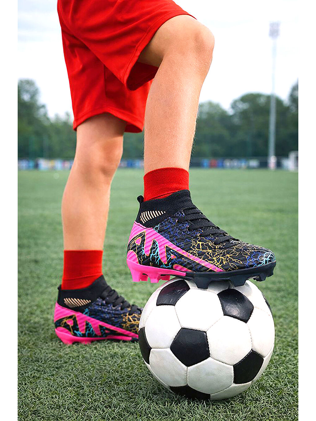 Siyah Roger Boğazlı Krampon Çim Saha Erkek Çocuk Futbol Ayakkabı-2