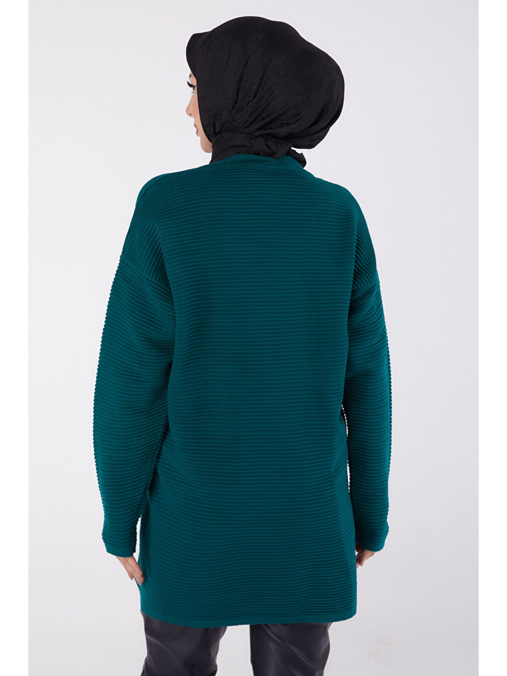 Yeşil Fitilli Düğmeli Triko Kazak Zumrut - 27636-4