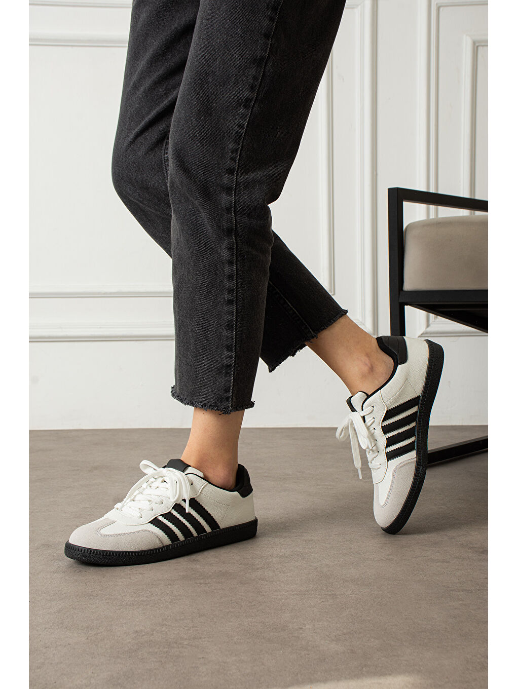 Beyaz Kahverengi Kadın Günlük Sneaker Ayakkabı-1