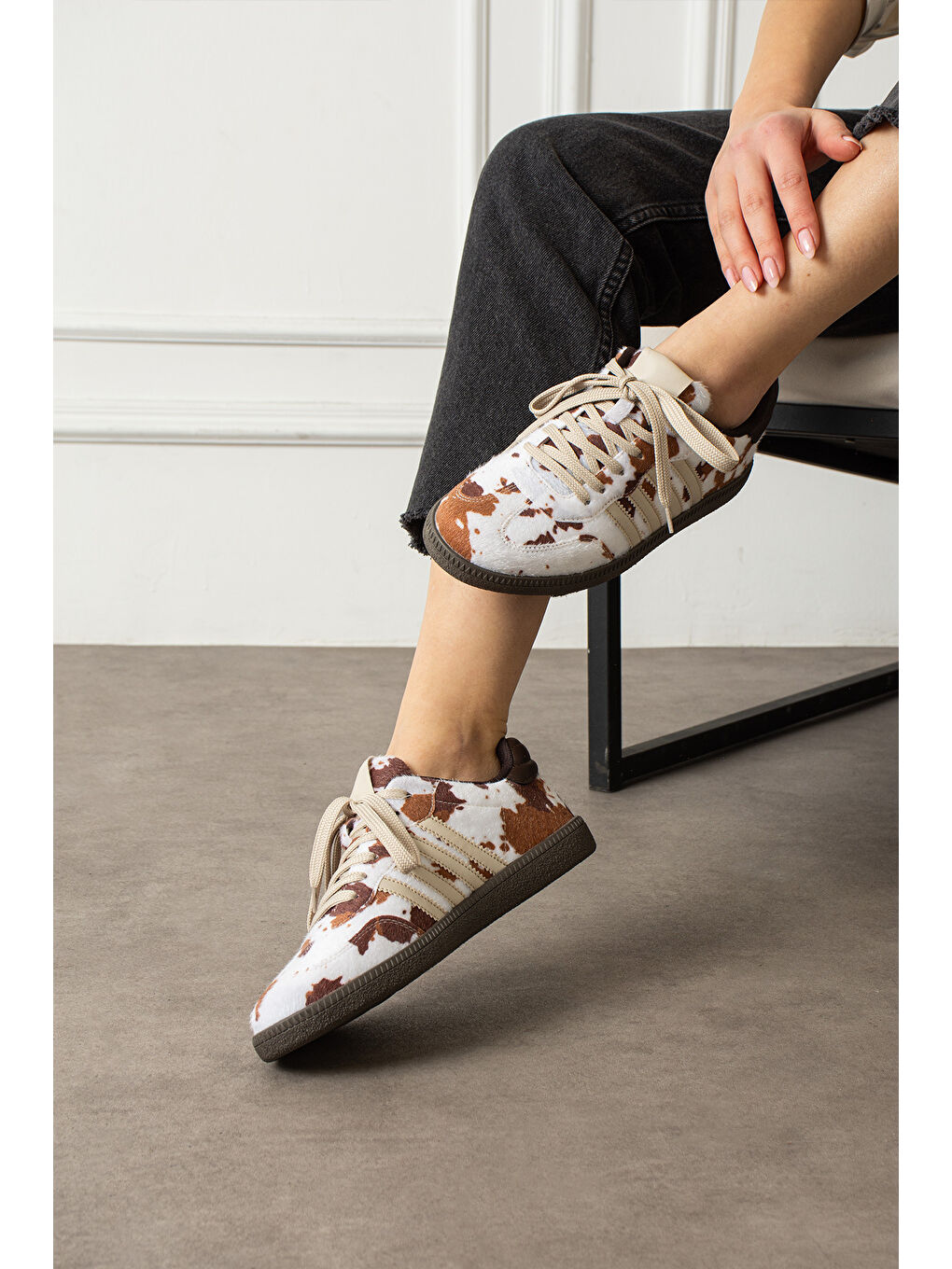 Beyaz Kahverengi Kadın Günlük Sneaker Ayakkabı-2