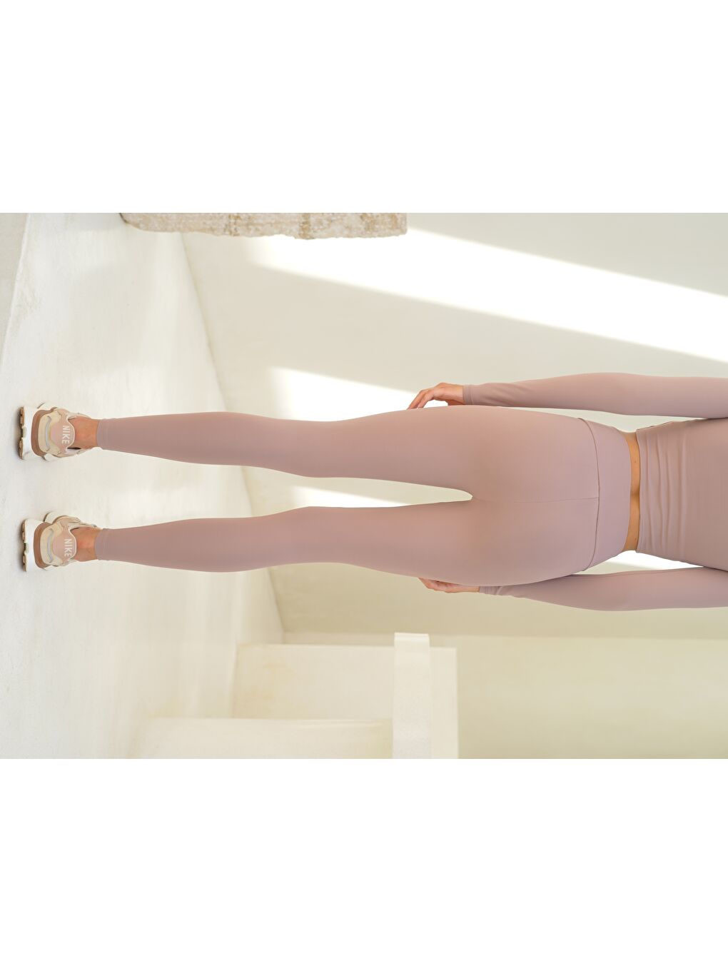 Pembe Gaia Çapraz Detay Uzun Somon Tayt-3