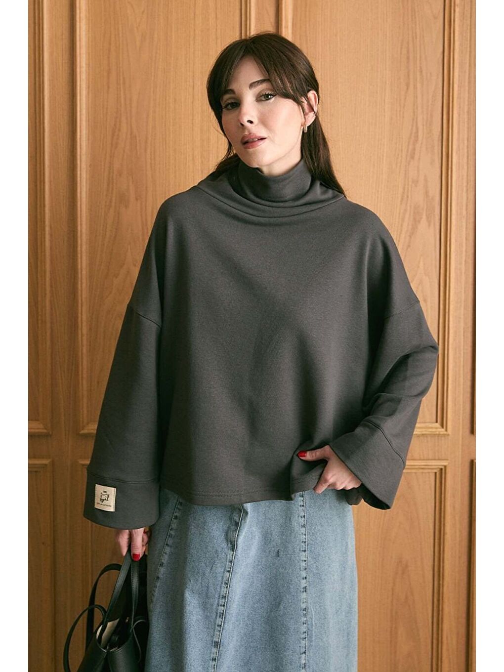 Antrasit Dik Yaka Kışlık Body