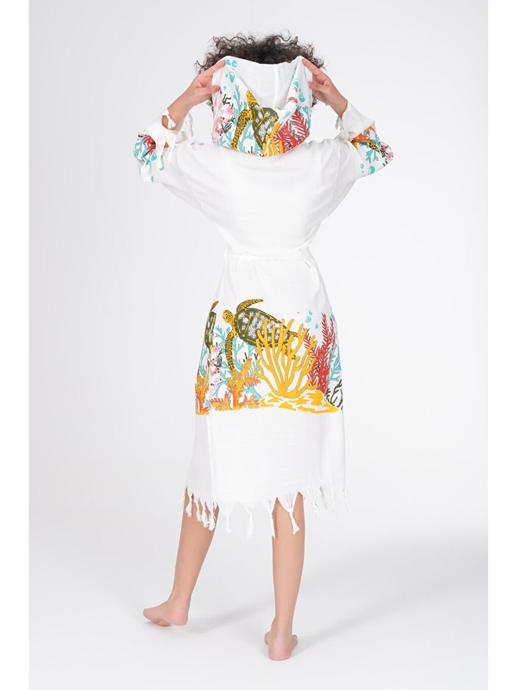 Ekru Baskılı Bambu Peştemal Sabahlık Bornoz CARETTACARETTA/S-1