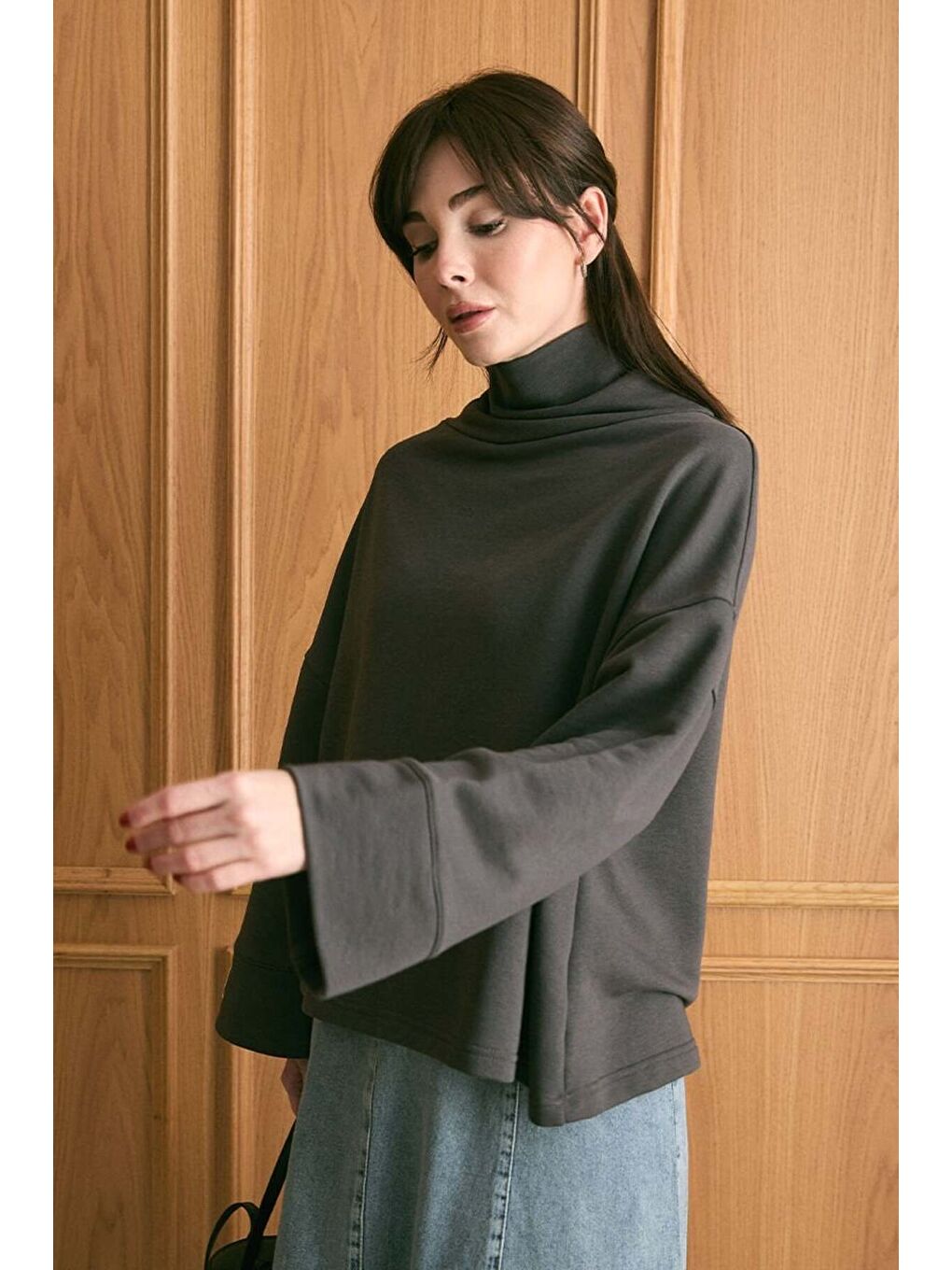 Antrasit Dik Yaka Kışlık Body-1