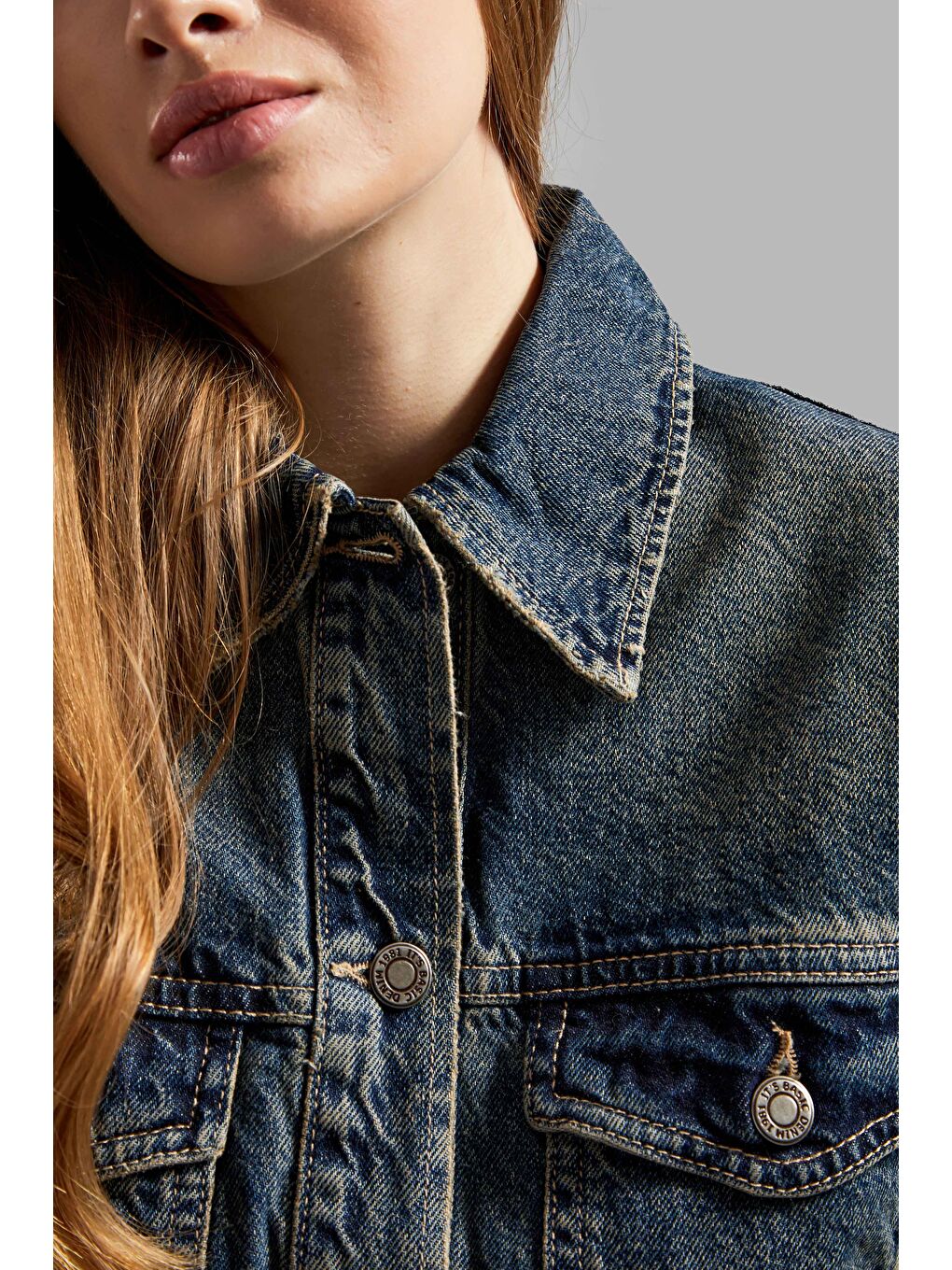 It's Basic Mavi Kadın T Jean Rengi 2w48 Bol Kesim Crop Denim Ceket - 2