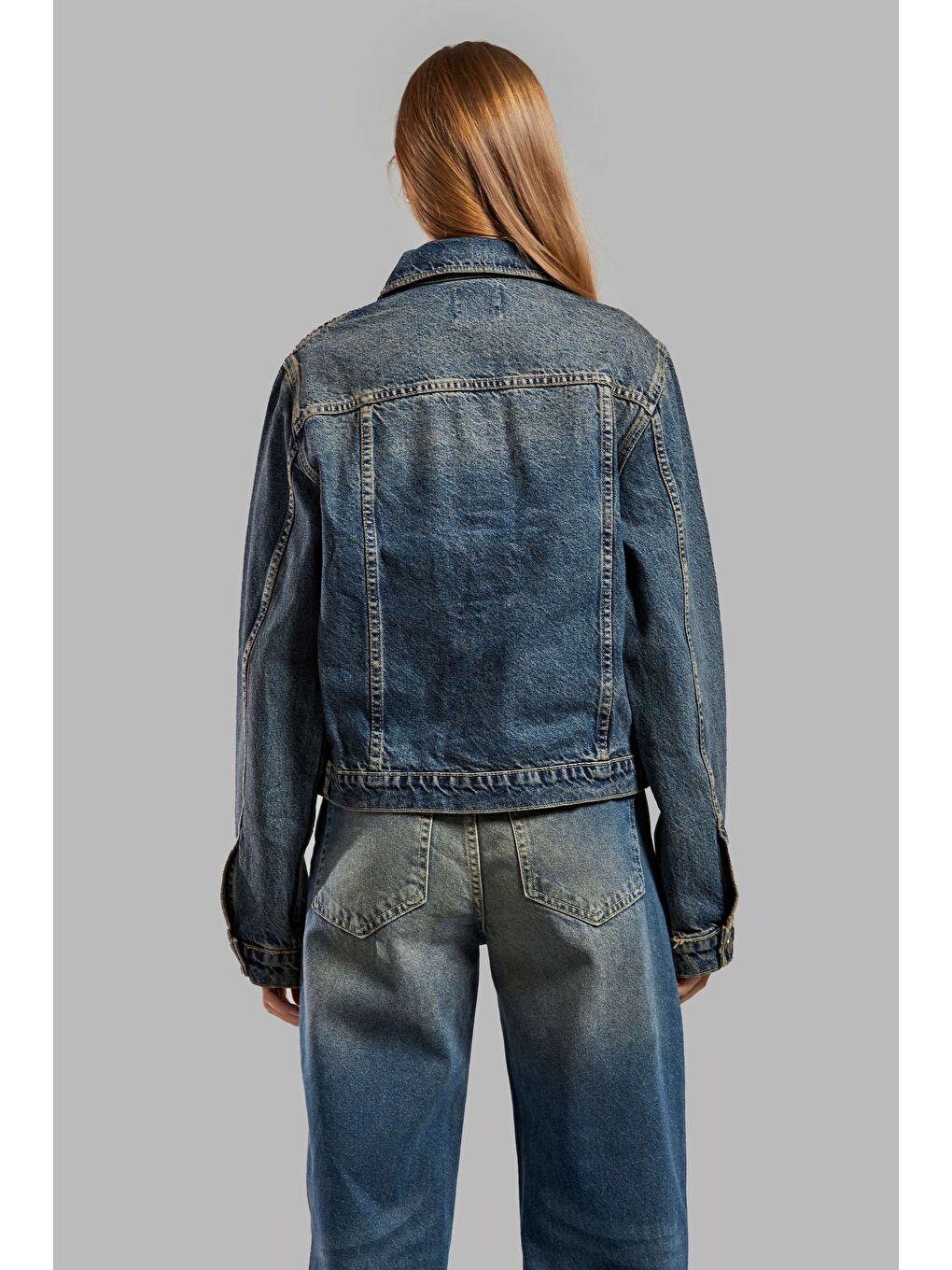 It's Basic Mavi Kadın T Jean Rengi 2w48 Bol Kesim Crop Denim Ceket - 3