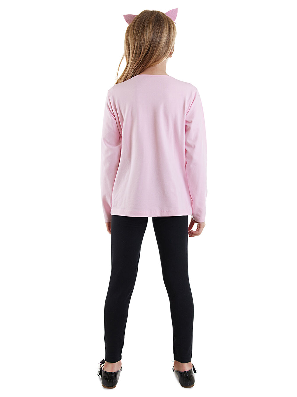 Pembe Puanlı Tavşan Kız Çocuk T-shirt Tayt Takım-1