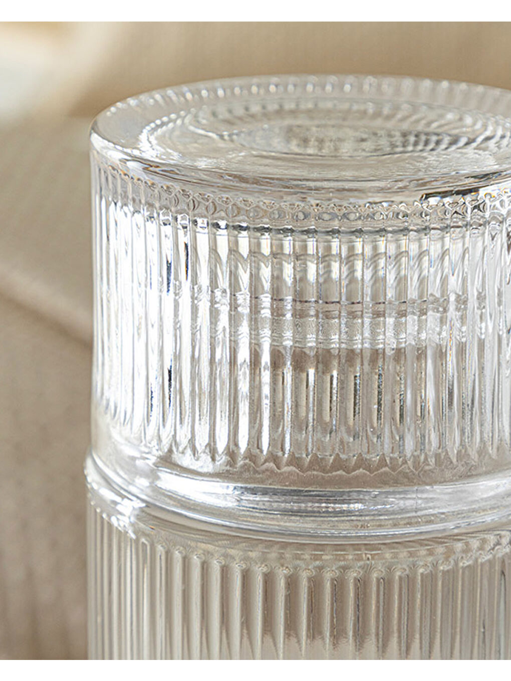 Renksiz Striped Cam Başucu Sürahi Şeffaf-2
