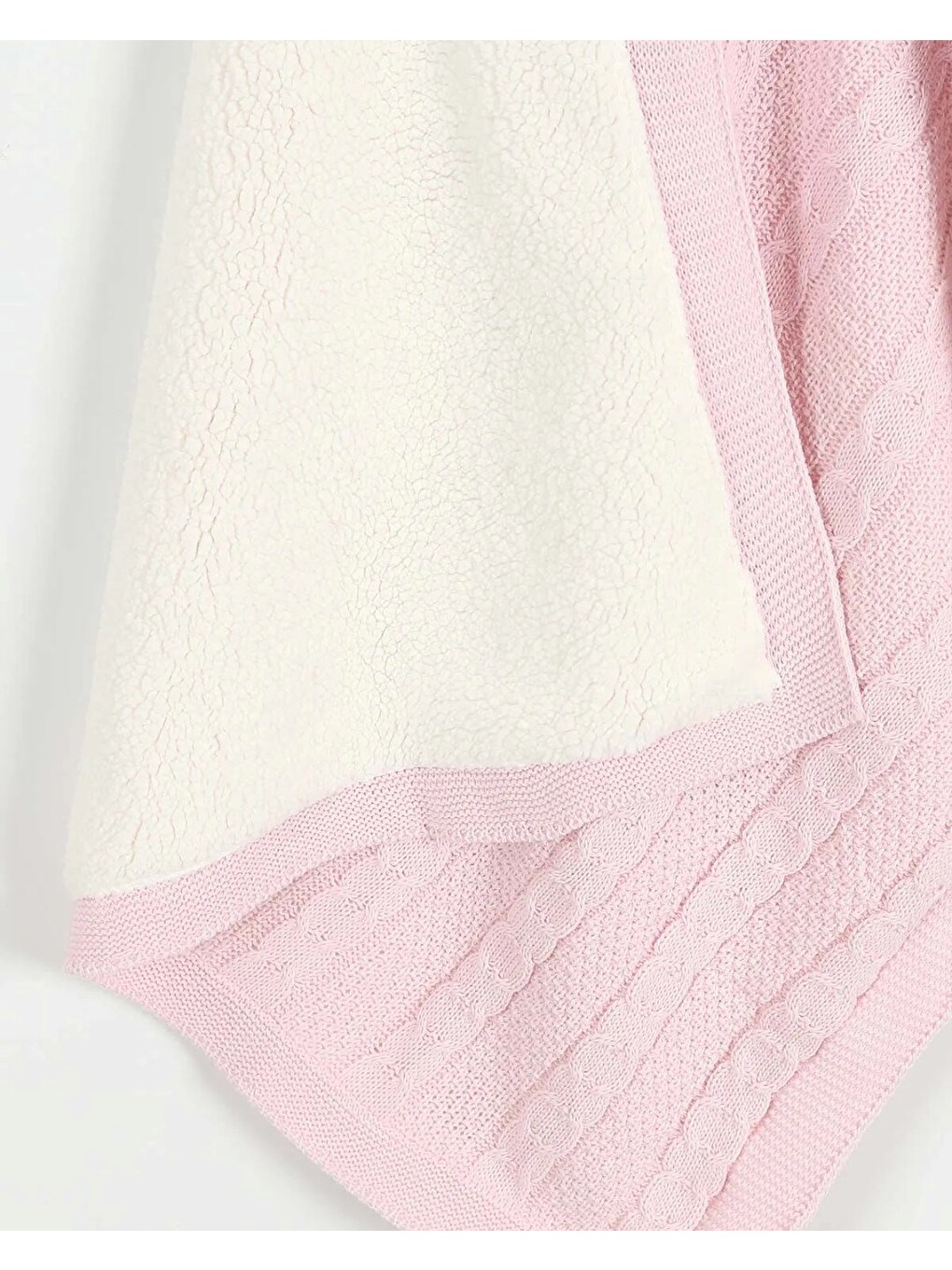 Pembe 90x90 Cm Kışlık Welsoft Triko Zincir Desenli Bebek Battaniyesi L Nefes Alan Yapı-1