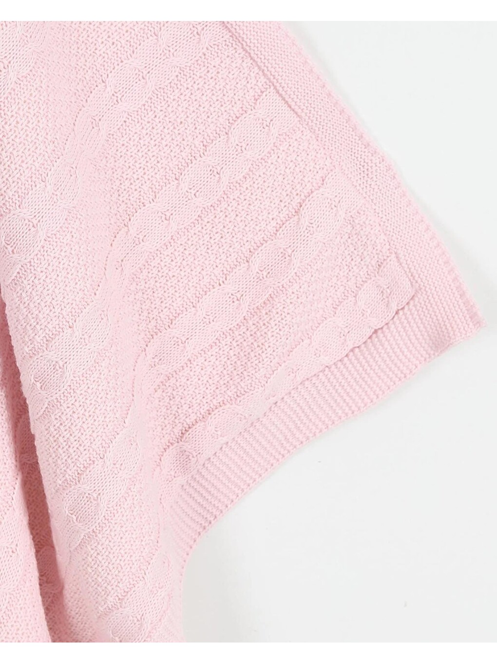 Pembe 90x90 Cm Kışlık Welsoft Triko Zincir Desenli Bebek Battaniyesi L Nefes Alan Yapı-2