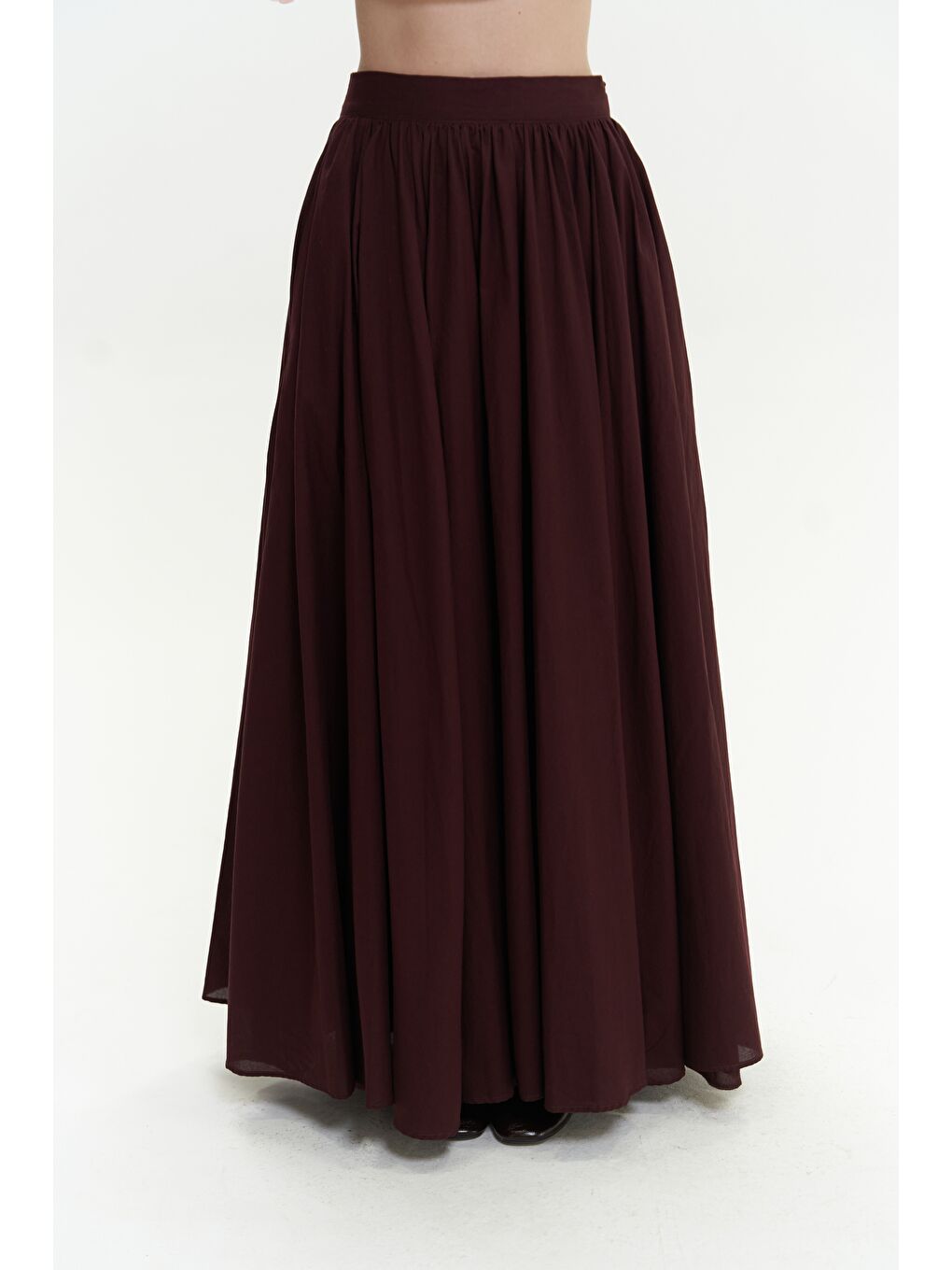 Faylinn Pileli Uzun Bordo Etek-3