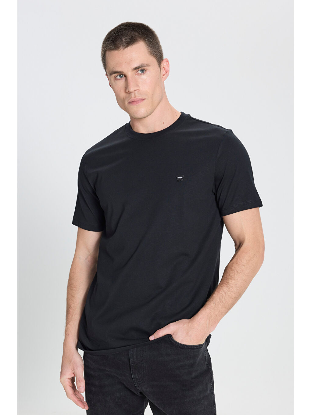 Regular Fit Normal Kesim Bisiklet Yaka %100 Pamuk Siyah Tişört-1