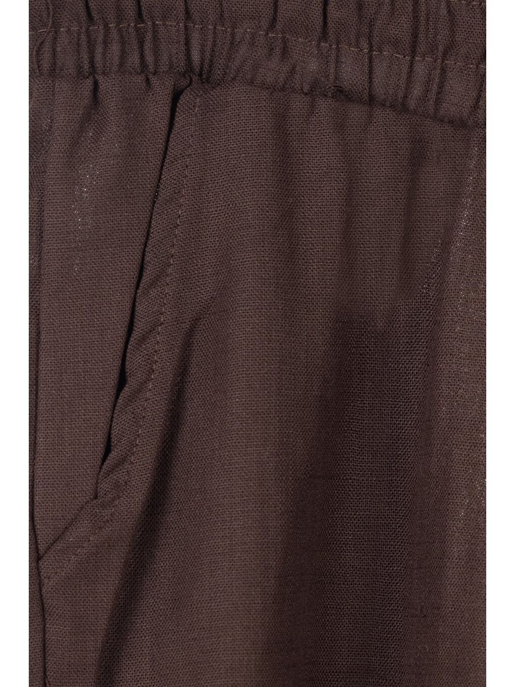 Kahverengi Erkek Kahve Normal Kesim Regular Fit %100 Pamuk Yan Cep Bel Lastikli Pantolon-3
