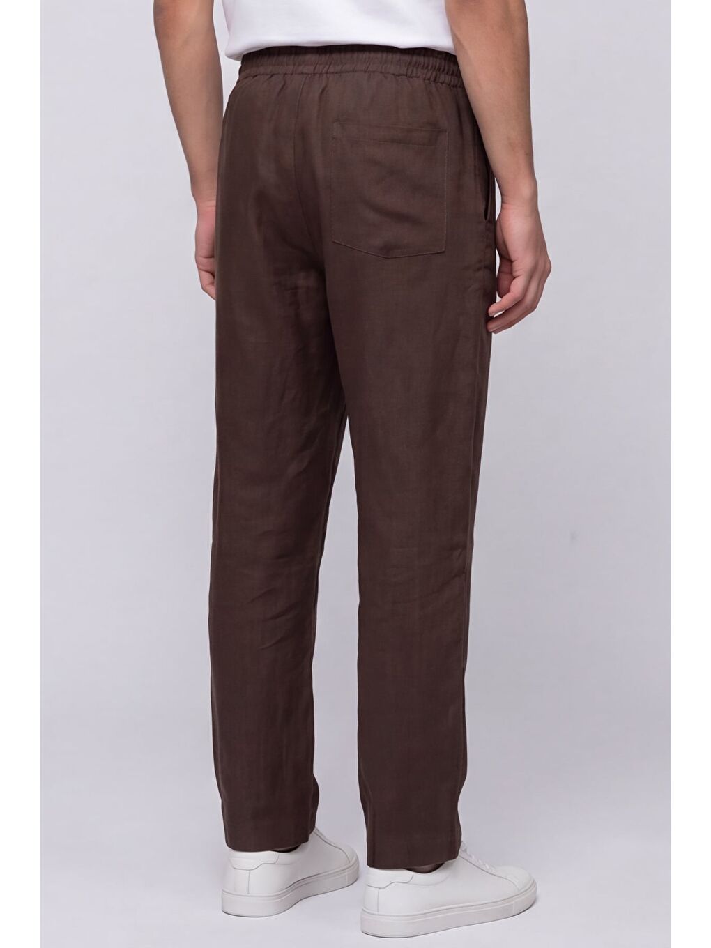 Kahverengi Erkek Kahve Normal Kesim Regular Fit %100 Pamuk Yan Cep Bel Lastikli Pantolon-4