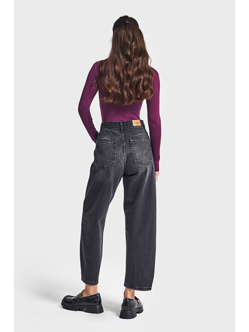 Gri Kadın Koyu Füme Renk Venüs 2w5-1 Carrot Fit Rahat Kesim %100 Pamuk Denim Jean-4