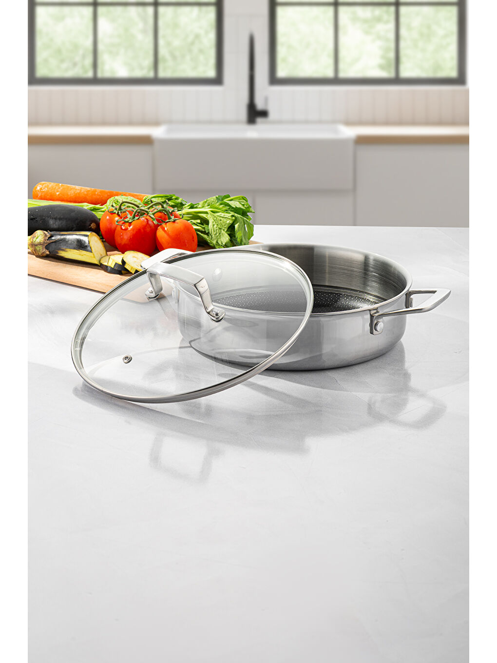 Gri Pro Tri Ply Karnıyarık Tencere Çelik 24 cm-1