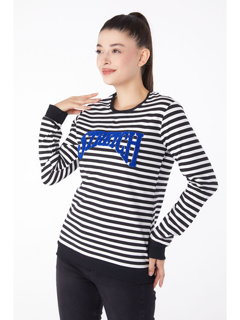 Nakışlı Sweatshirt Siyah - 26292-2