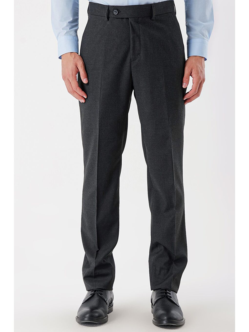 Koyu Antrasit Esnek Yandan Cepli Slim Fit Classic Erkek Pantolon 1003235122