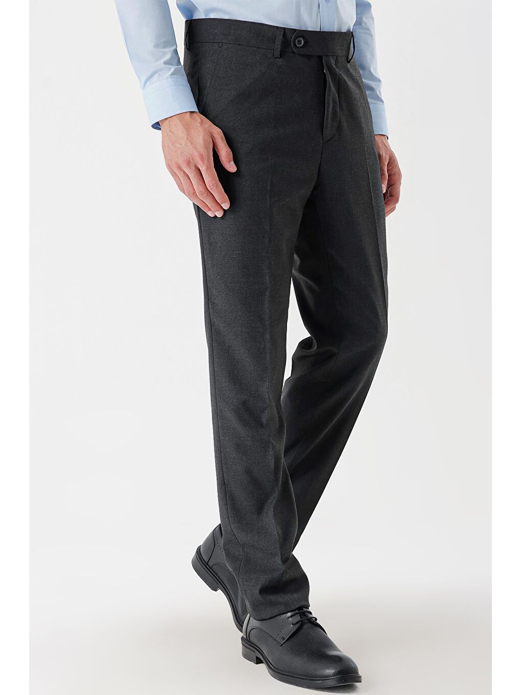 Koyu Antrasit Esnek Yandan Cepli Slim Fit Classic Erkek Pantolon 1003235122-2