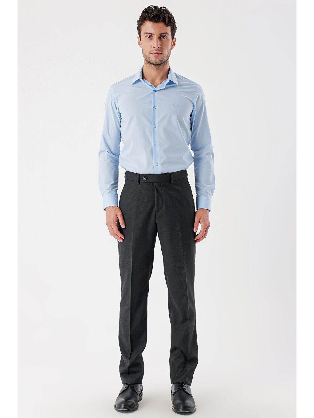 Koyu Antrasit Esnek Yandan Cepli Slim Fit Classic Erkek Pantolon 1003235122-3