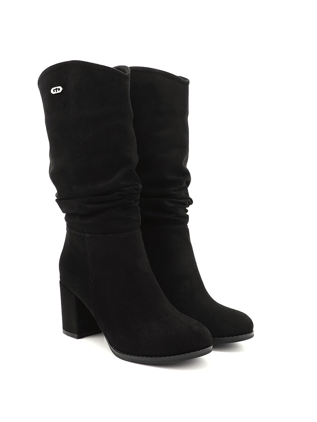 Siyah Kadın KOYU SİYAH Yuvarlak Burun Körüklü Kalın Topuklu Çizme-1