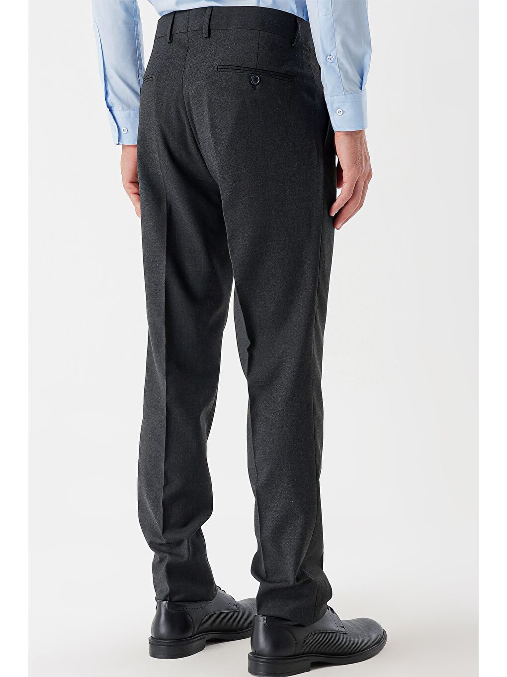 Koyu Antrasit Esnek Yandan Cepli Slim Fit Classic Erkek Pantolon 1003235122-4