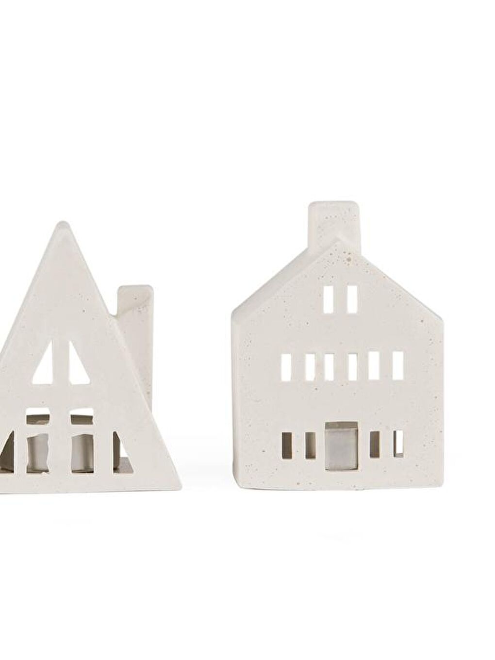 Deco 3'lü Ev Şekilli Mumluk Seti - Beyaz - 19 cm-2