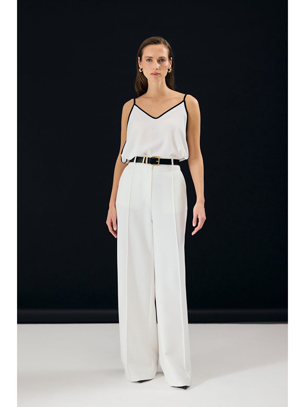 Kemer Detaylı Pantolon - Ekru-1
