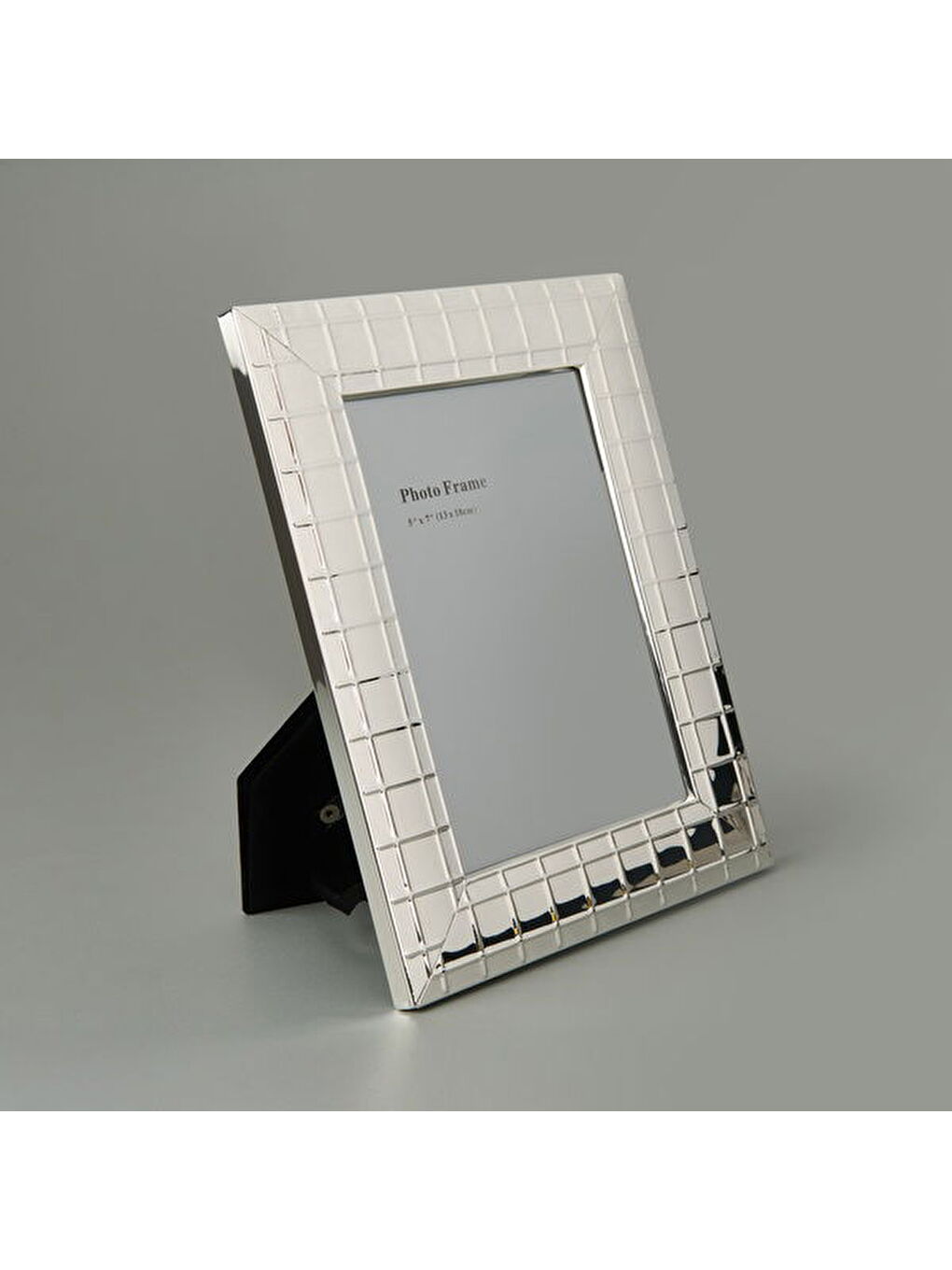 Gri Metal Kareli Fotoğraf Çerçevesi - Silver - 13x18 cm-1