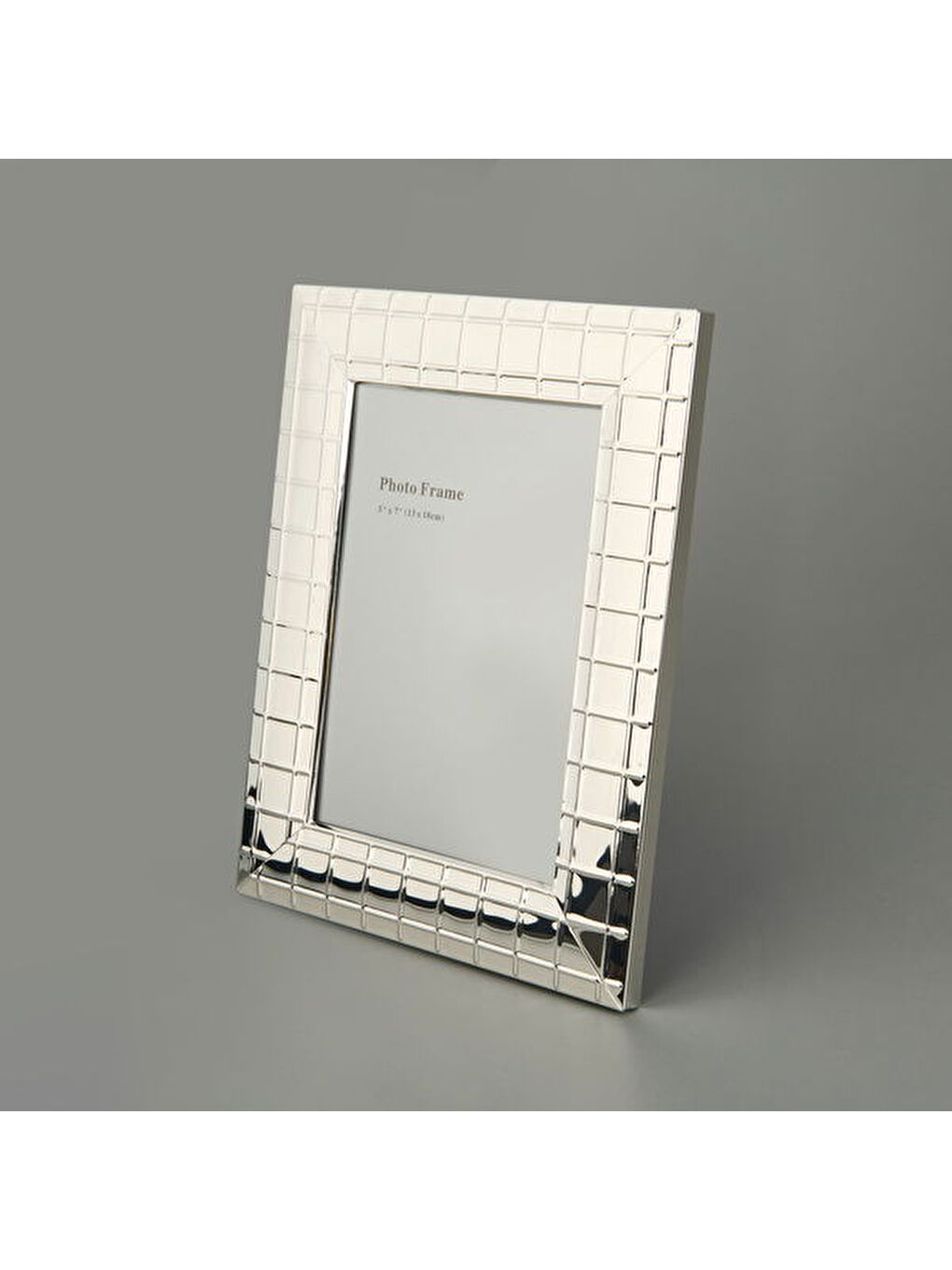 Gri Metal Kareli Fotoğraf Çerçevesi - Silver - 13x18 cm-2