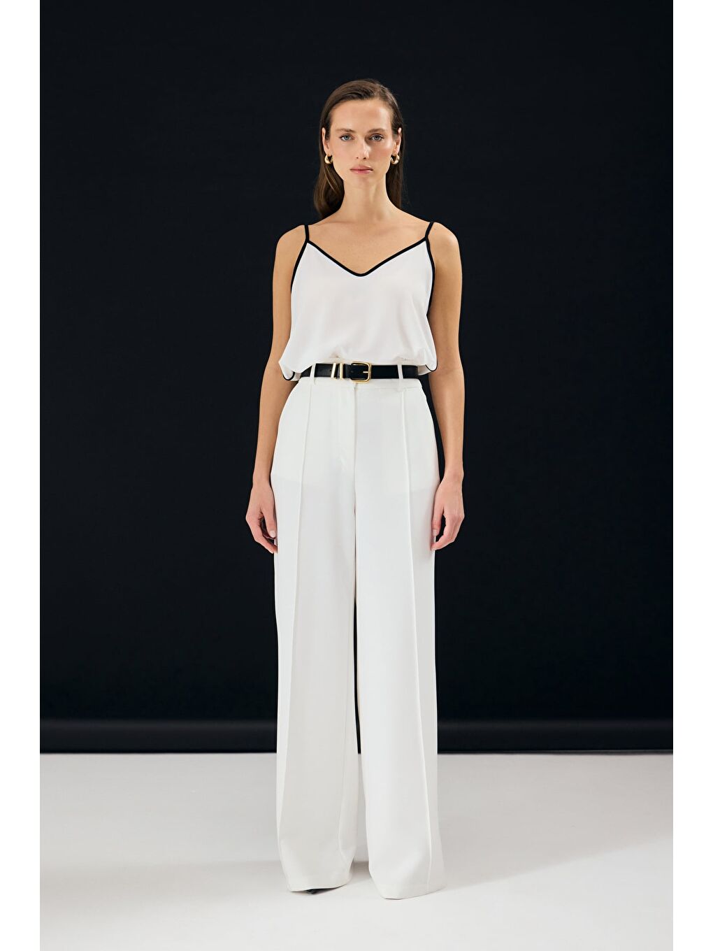 Kemer Detaylı Pantolon - Ekru-3