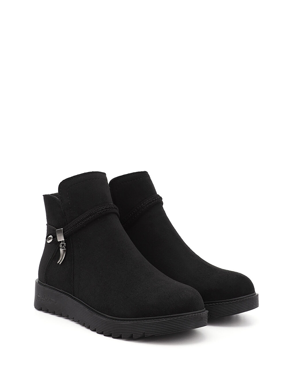 Siyah Kadın KOYU SİYAH Fermuarlı Kalın Tabanlı Bot-1