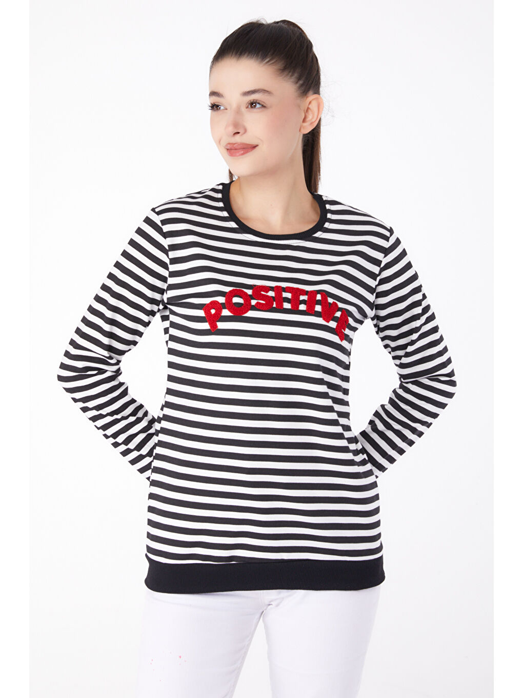 Nakışlı Sweatshirt Siyah - 26290-2