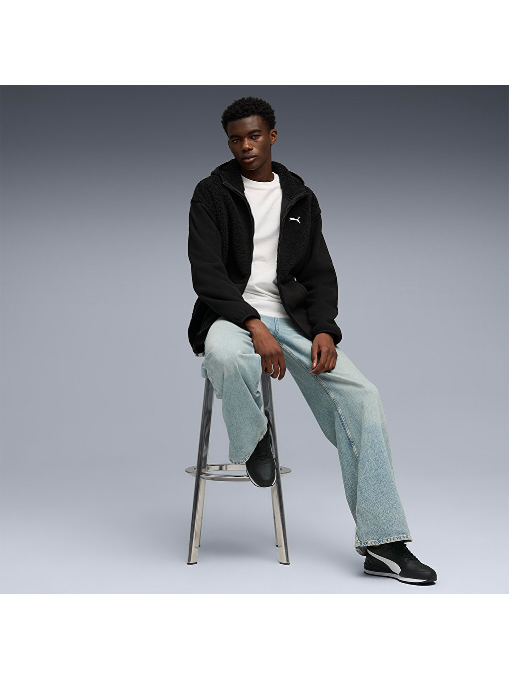 Essentials Elevated Erkek Siyah Kapüşonlu Fermuarlı Sweatshirt-2