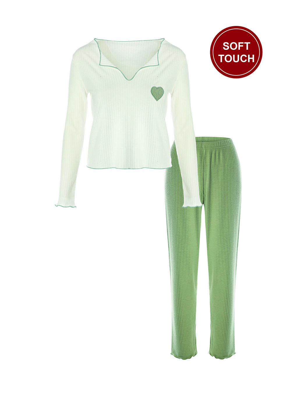 Mor Kadın Soft Touch Fitilli Uzun Kollu Pijama Takımı