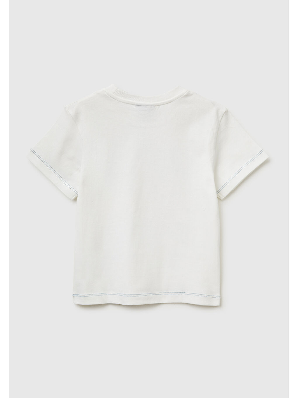 Erkek Çocuk Beyaz Çok Renkli Baskılı Etek Ucu Logolu Bisiklat Yaka T-Shirt-1