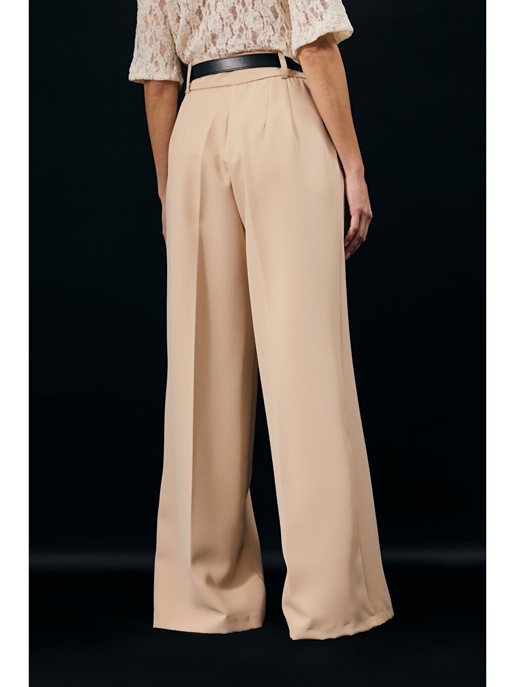 Kemer Detaylı Pantolon - Bej-7