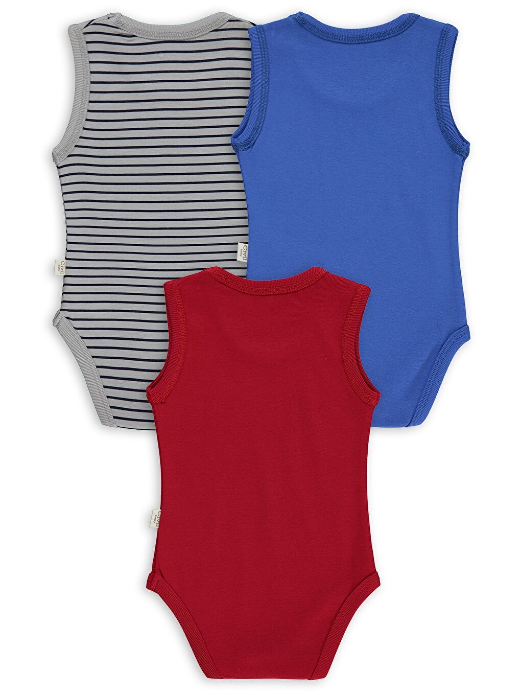 Baby Dinozor Baskılı 3 Lü 0-36 Ay Çıtçıtlı Badi - Kırmızı-2