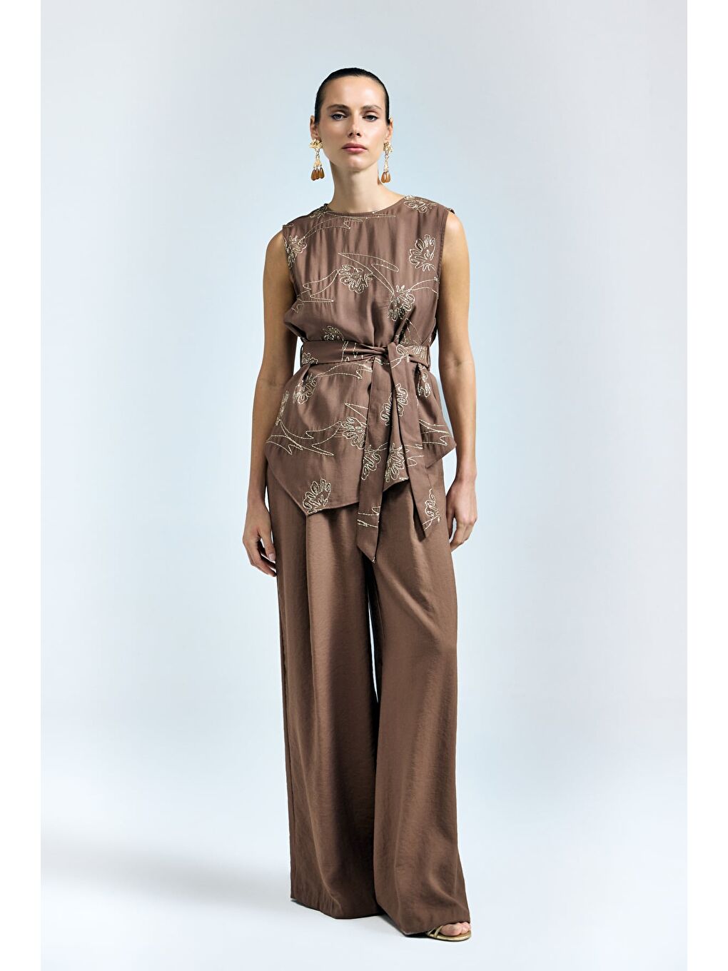 Kahverengi Dina Pantolon - Kahve-4