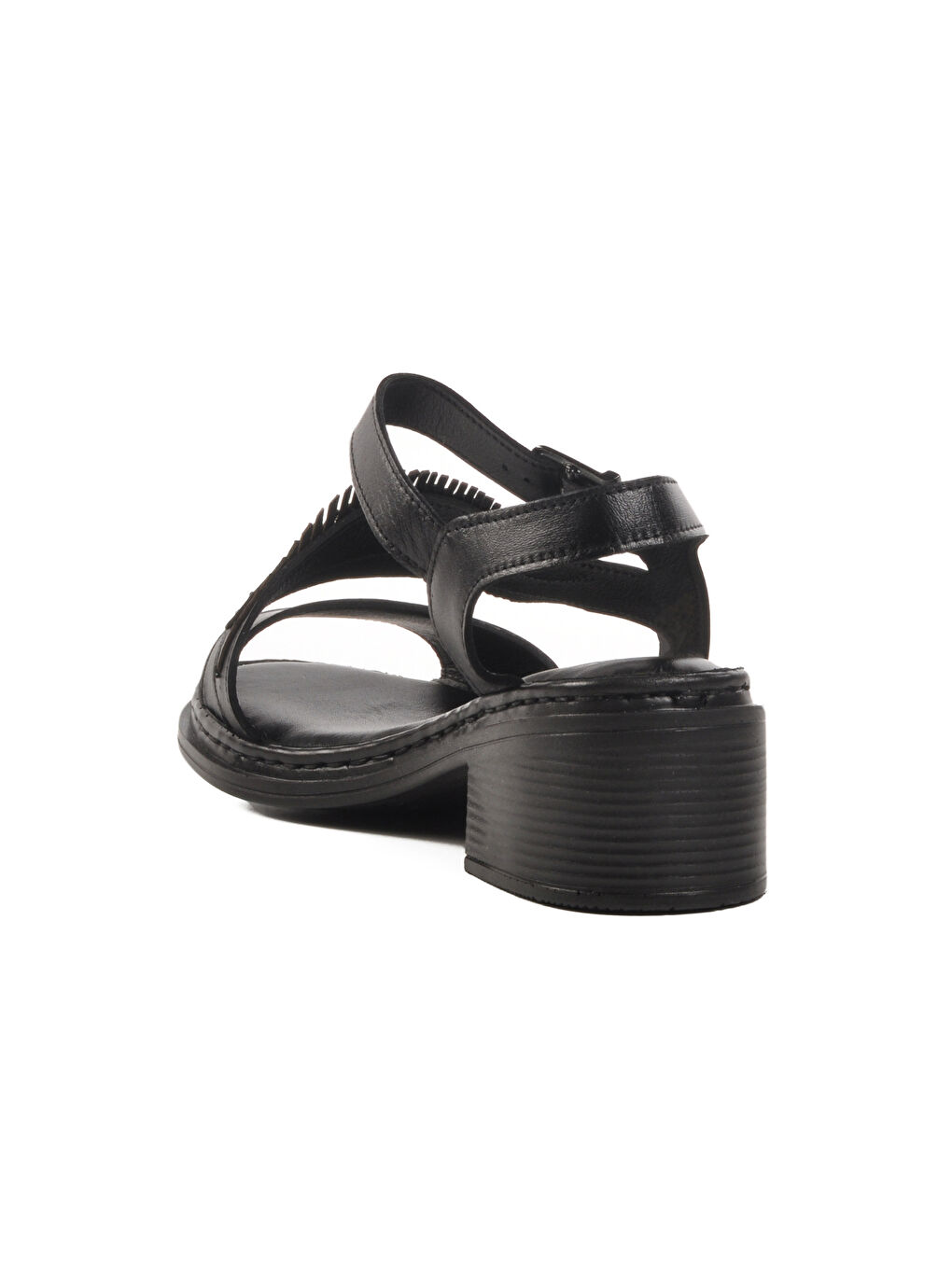 Siyah Hakiki Deri Kadın Topuklu Sandalet 25020310Y Z-3