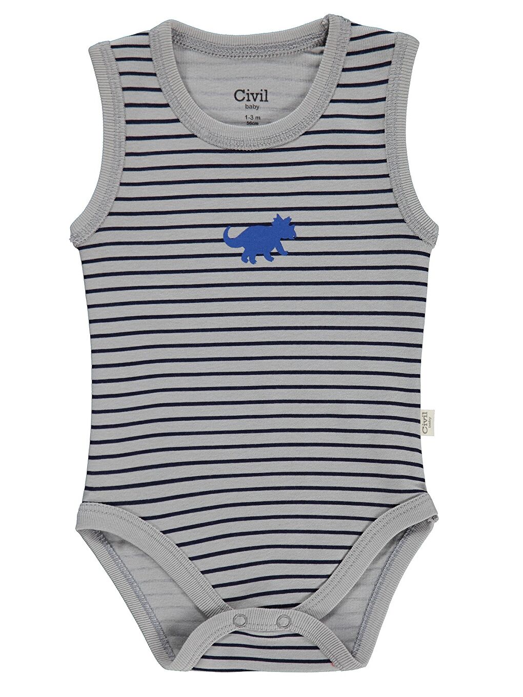 Baby Dinozor Baskılı 3 Lü 0-36 Ay Çıtçıtlı Badi - Kırmızı-3