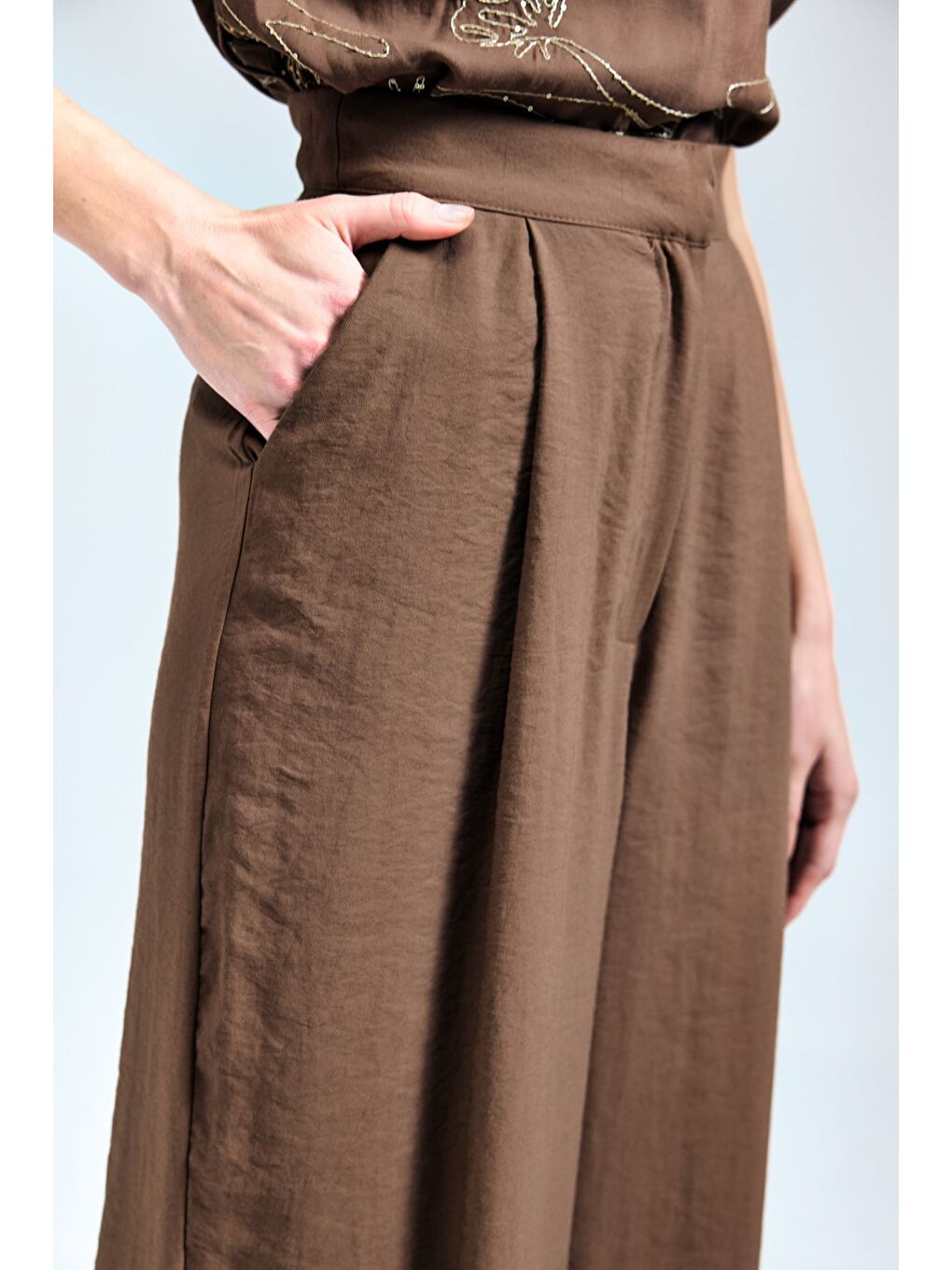 Kahverengi Dina Pantolon - Kahve-6