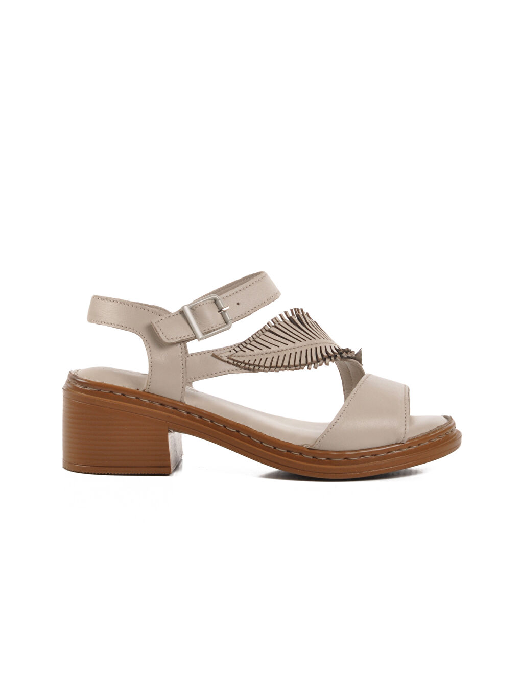 Gri Gümüş Hakiki Deri Kadın Topuklu Sandalet 25020310Y Z